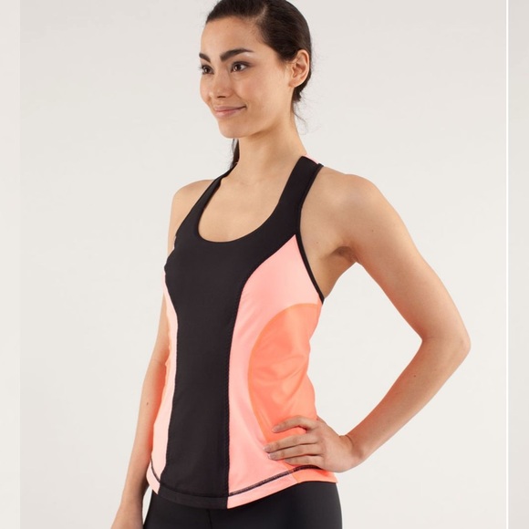 LULULEMON| Cardio Kick Tank - Coral, Black & Pink SZ 6 EUC, back pocket for keys - Picture 1 of 15